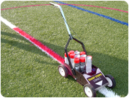 Aerosol Chalk mark temporary Mark Lines on synthetic turf lacrosse lines.