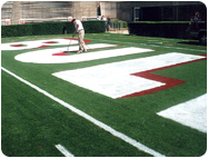 Spraying Football Field Endzone letters